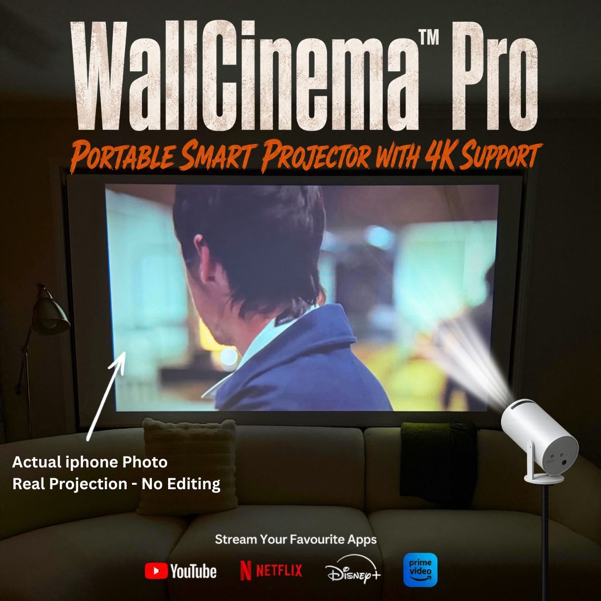 WallCinema™ Pro – Portable Smart Projector with 4K Support