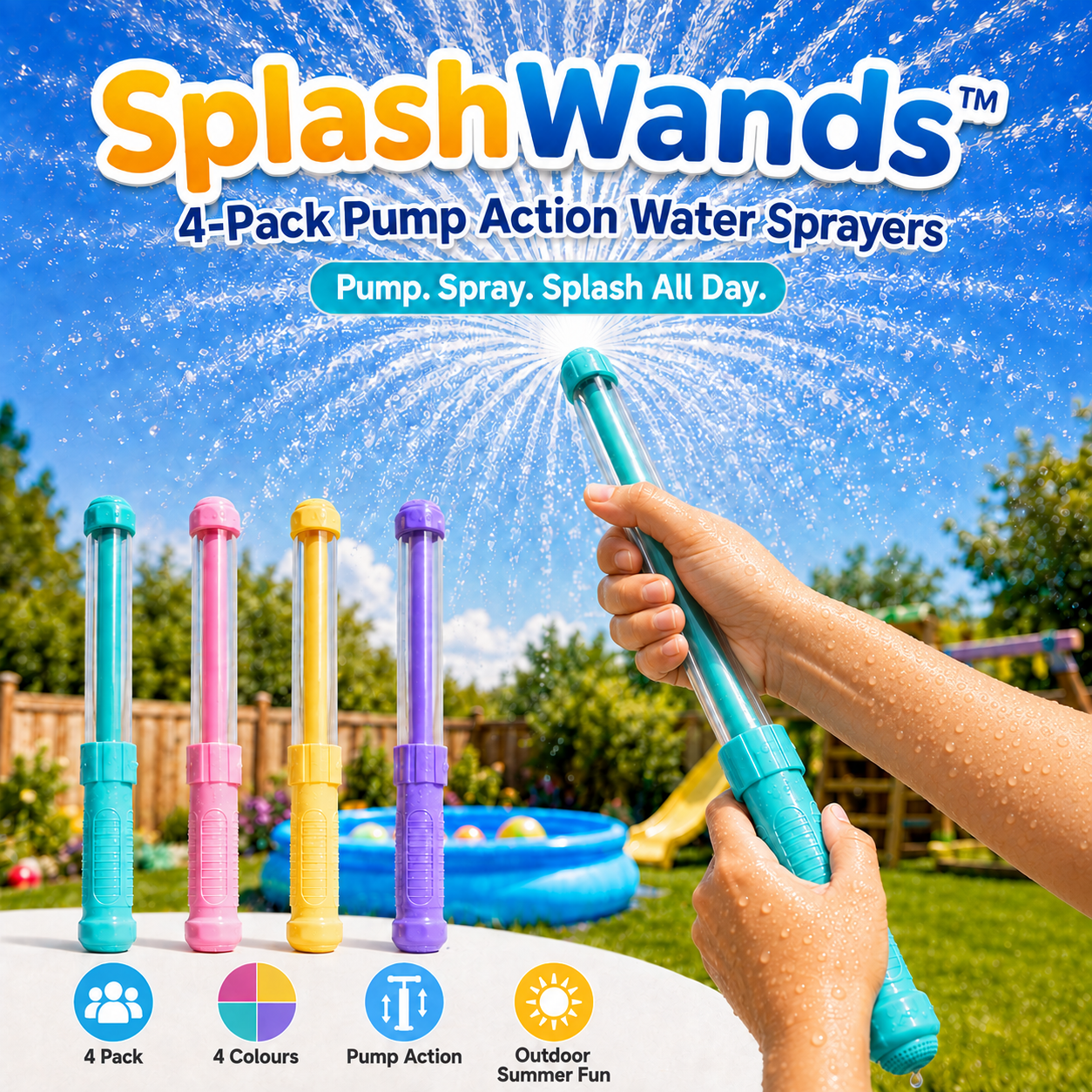 SplashWands™ – 4 Pack Pump Action Water Sprayers