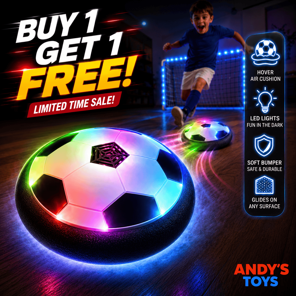 Australia’s #1 Hover Soccer Ball – LED Lights & Safe Indoor Play