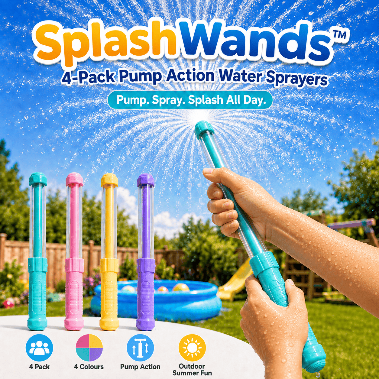 SplashWands™ – 4 Pack Pump Action Water Sprayers