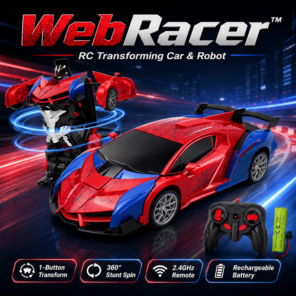 WebRacer™ – RC Transforming Car & Robot
