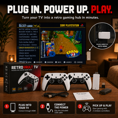 RetroVault TV™ – Plug & Play Retro Game Stick
