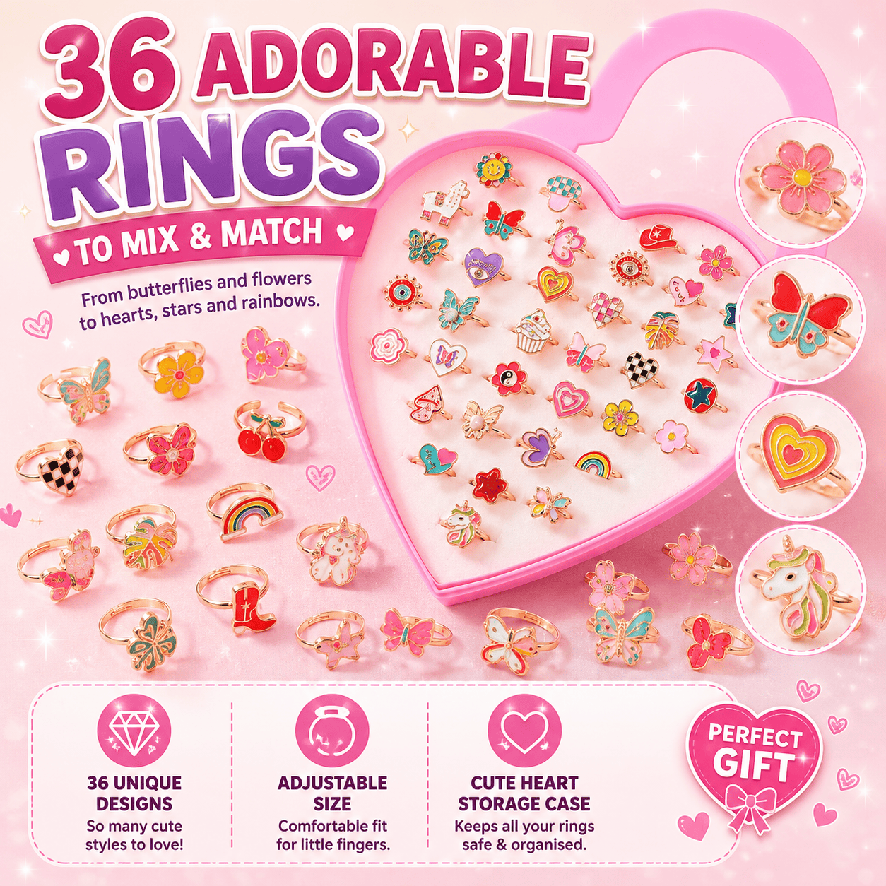 CharmRings™ – 36pc Dress-Up Ring Set