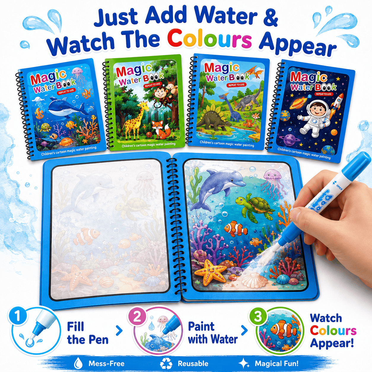 AquaReveal™ – Reusable Magic Water Colouring Book