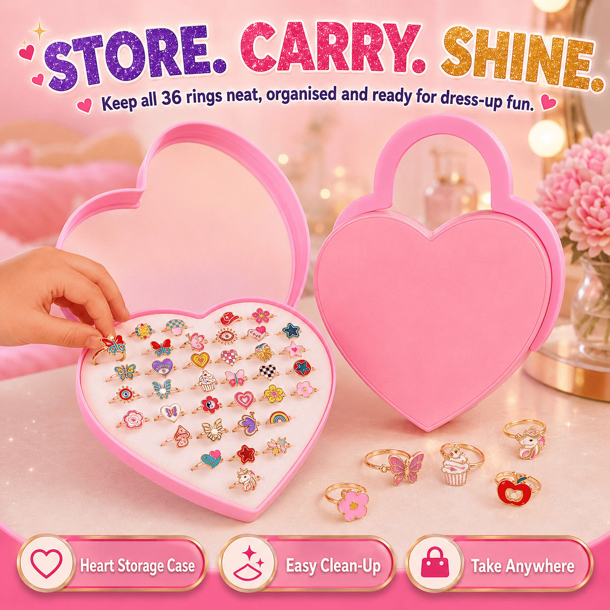 CharmRings™ – 36pc Dress-Up Ring Set