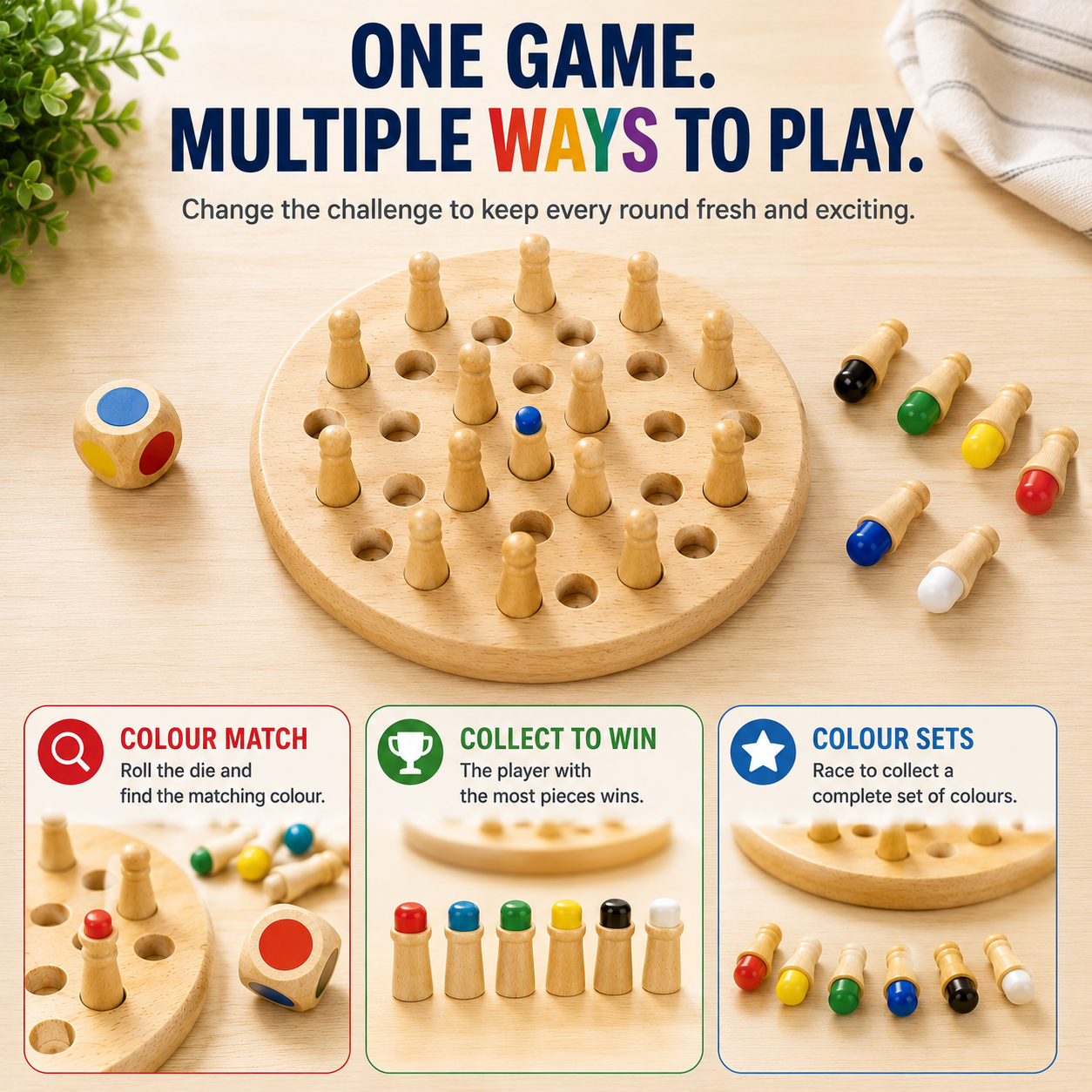 Colour Quest™ – Wooden Memory Match Game