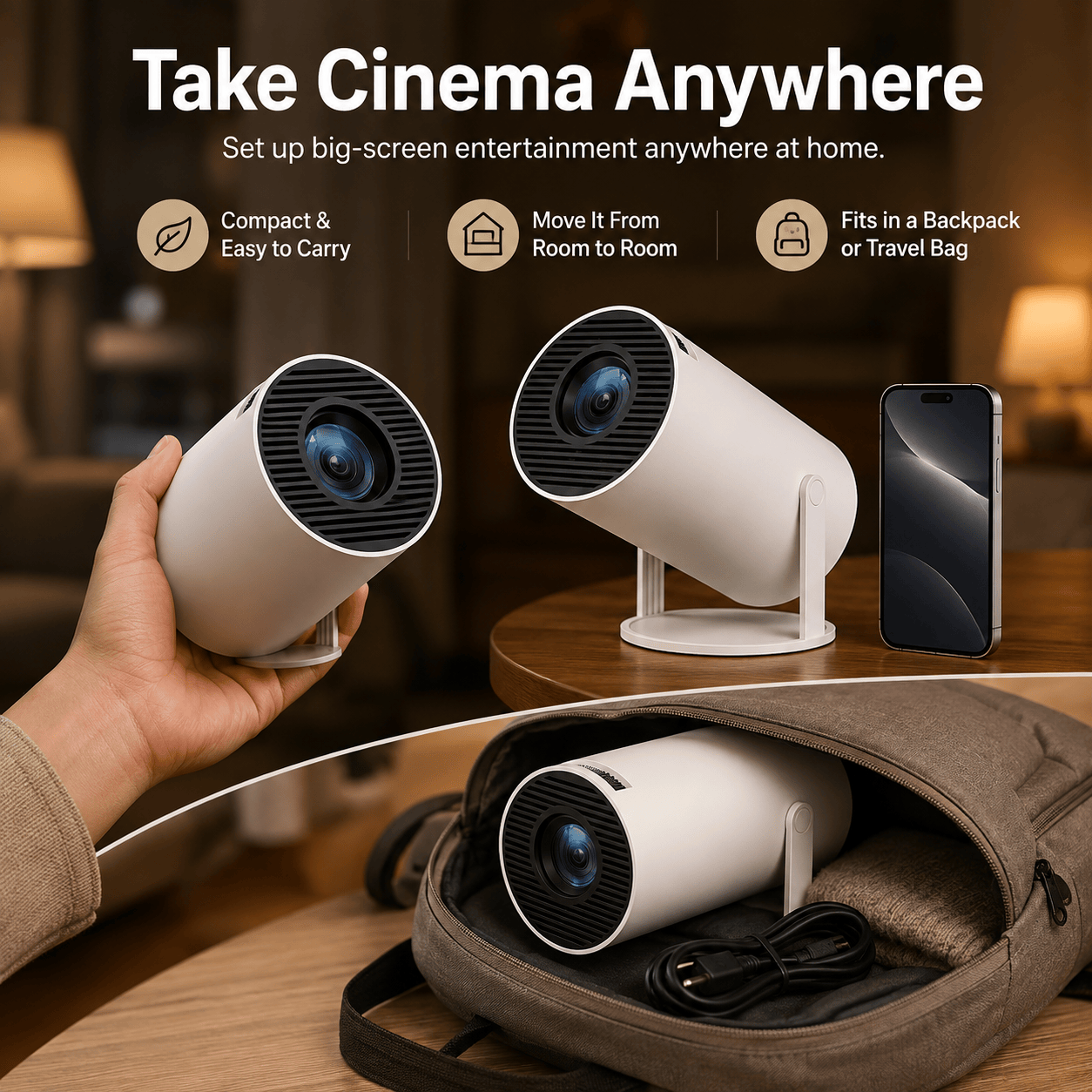 WallCinema™ Pro – Portable Smart Projector with 4K Support