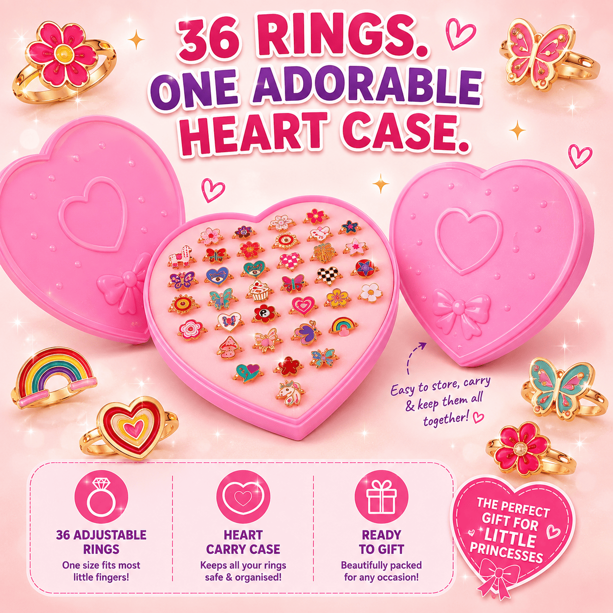CharmRings™ – 36pc Dress-Up Ring Set