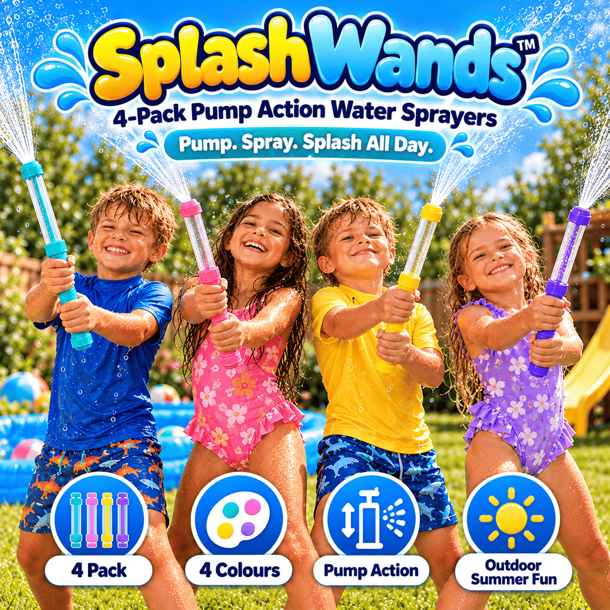 SplashWands™ – 4 Pack Pump Action Water Sprayers